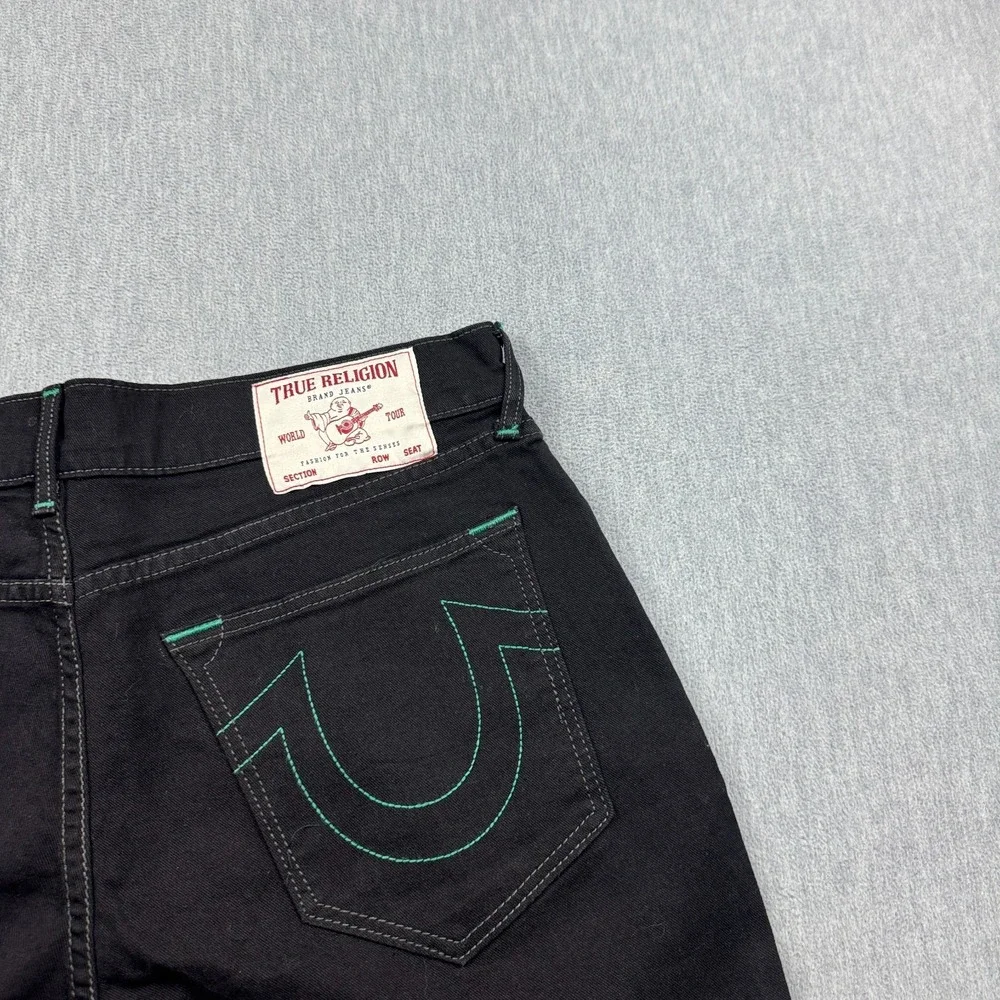 True Religion Jeans Mens 33X32 Black Rinse Denim Geno Relaxed‎ Slim Stretch NWT